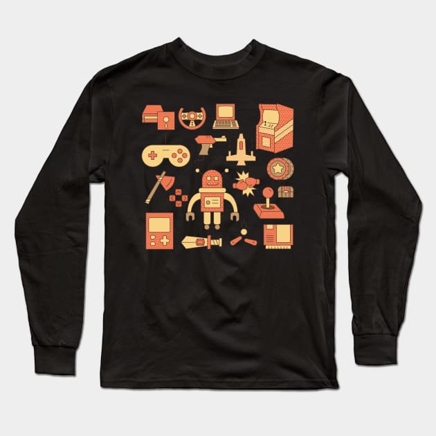 Retro Arcade design Long Sleeve T-Shirt by JDawnInk